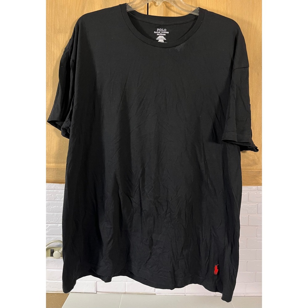 Polo Ralph Lauren T-Shirt Mens 2XL Black Classic Fit Red Pony Logo Short Sleeve